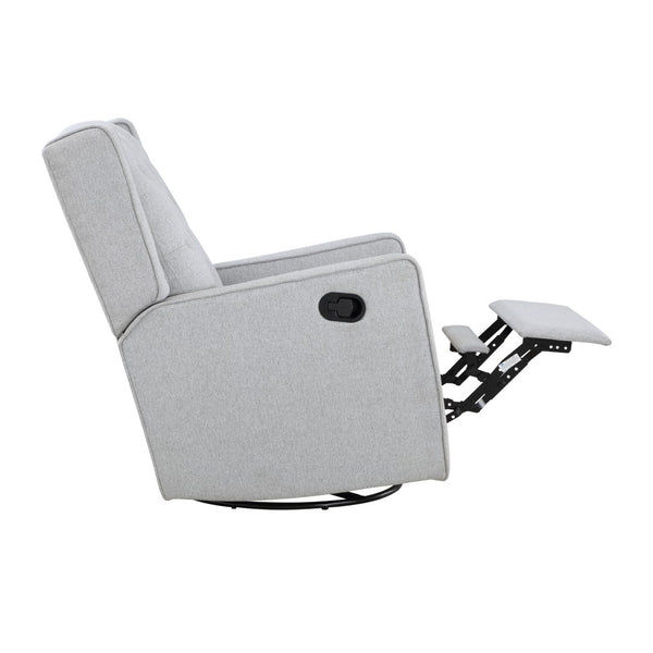 Homeroots 37" Gray Fabric Manual Recliner Chair - Stylish Tufted Wingback With Swivel & Glide Comfort   530210