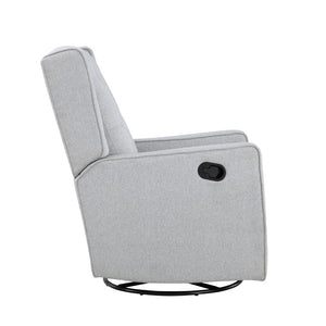 Homeroots 37" Gray Fabric Manual Recliner Chair - Stylish Tufted Wingback With Swivel & Glide Comfort   530210