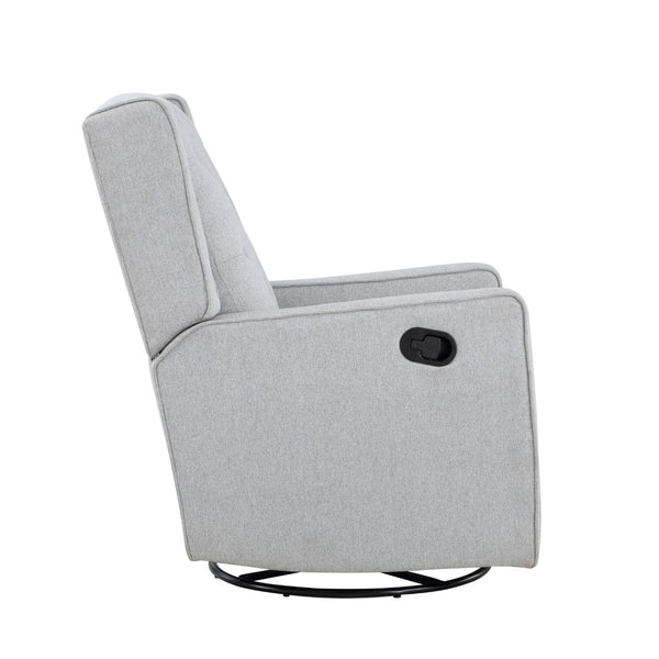 Homeroots 37" Gray Fabric Manual Recliner Chair - Stylish Tufted Wingback With Swivel & Glide Comfort   530210