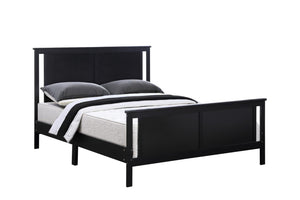 HomeRoots Black Reversible Solid Wood Full Bed Frame – Dual-Tone Walnut & Black Finish for Modern Elegance 530211