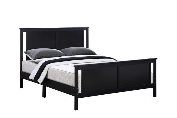 HomeRoots Black Reversible Solid Wood Full Bed Frame – Dual-Tone Walnut & Black Finish for Modern Elegance 530211