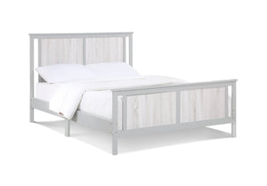 HomeRoots Gray Reversible Inlaid Panels Full Bed Frame - Solid Wood Design with Dual Finish for Versatile Style 530212