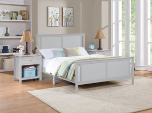 HomeRoots Gray Reversible Inlaid Panels Full Bed Frame - Solid Wood Design with Dual Finish for Versatile Style 530212