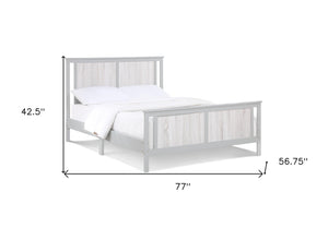 HomeRoots Gray Reversible Inlaid Panels Full Bed Frame - Solid Wood Design with Dual Finish for Versatile Style 530212