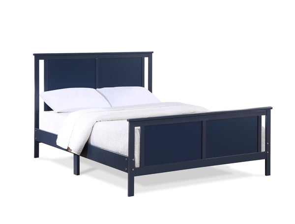 HomeRoots Blue Reversible Inlaid Panels Solid Wood Full Bed Frame – Modern Design, Durable, Versatile Style! 530213