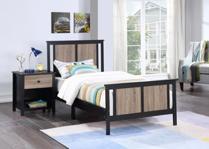 Homeroots Black Reversible Solid Wood Twin Bed Frame In Elegant Walnut Finish For Lasting Comfort & Style  Wood 530215
