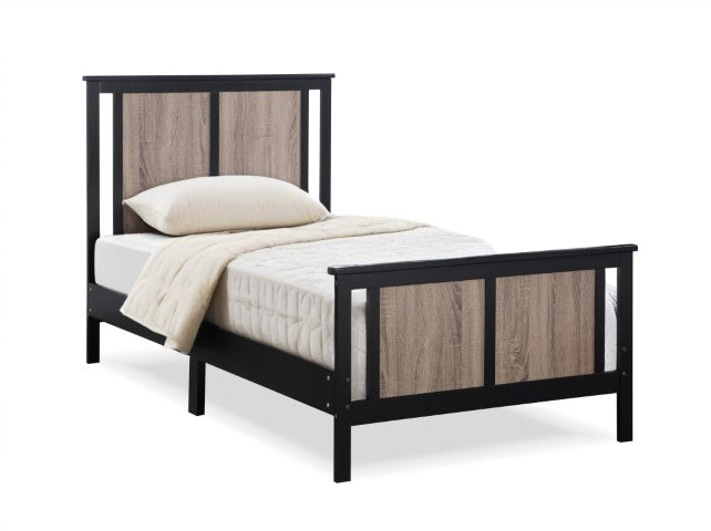 Homeroots Black Reversible Solid Wood Twin Bed Frame In Elegant Walnut Finish For Lasting Comfort & Style  Wood 530215