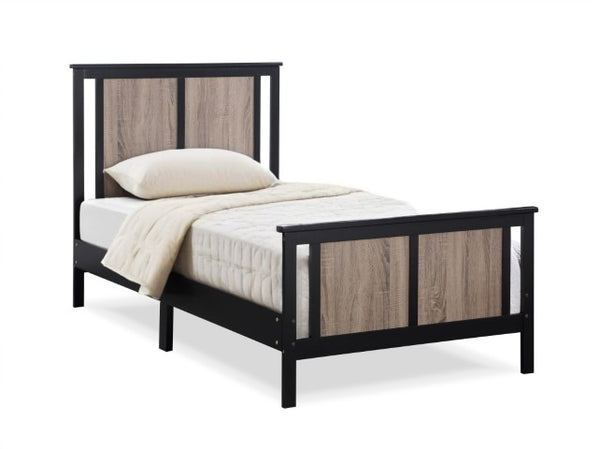 Homeroots Black Reversible Solid Wood Twin Bed Frame In Elegant Walnut Finish For Lasting Comfort & Style  Wood 530215