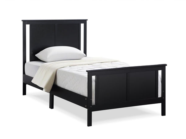 Homeroots Black Reversible Solid Wood Twin Bed Frame In Elegant Walnut Finish For Lasting Comfort & Style  Wood 530215