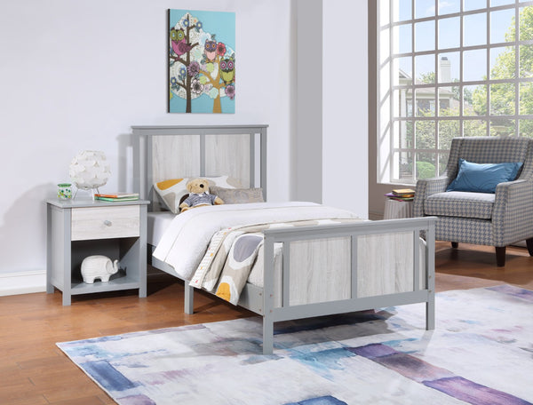 Homeroots Gray Reversible Solid Wood Twin Bed Frame - Stylish, Durable Design For A Restful Night's Sleep  Wood 530216