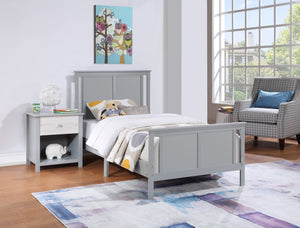Homeroots Gray Reversible Solid Wood Twin Bed Frame - Stylish, Durable Design For A Restful Night's Sleep  Wood 530216