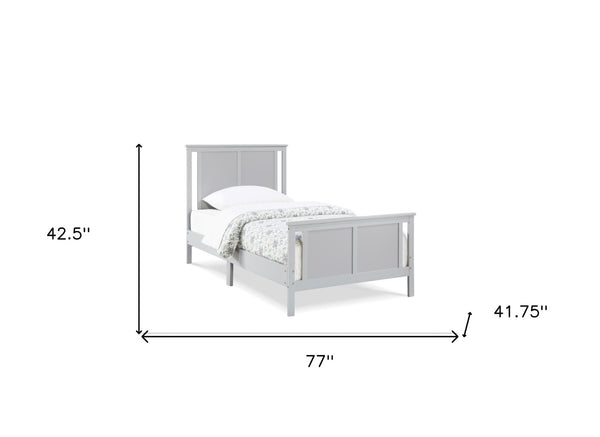 Homeroots Gray Reversible Solid Wood Twin Bed Frame - Stylish, Durable Design For A Restful Night's Sleep  Wood 530216