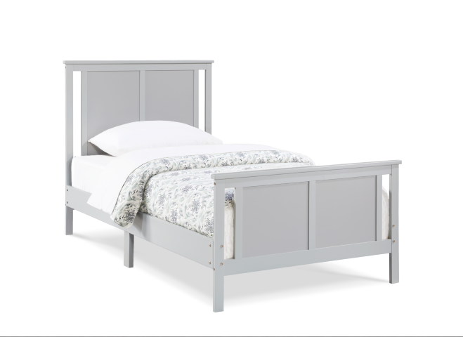 Homeroots Gray Reversible Solid Wood Twin Bed Frame - Stylish, Durable Design For A Restful Night's Sleep  Wood 530216