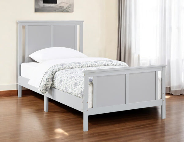 Homeroots Gray Reversible Solid Wood Twin Bed Frame - Stylish, Durable Design For A Restful Night's Sleep  Wood 530216