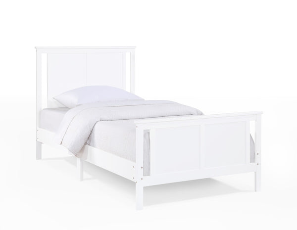HomeRoots White Reversible Solid Wood Twin Bed Frame - Versatile Walnut Design for Stylish Bedrooms & Storage 530218