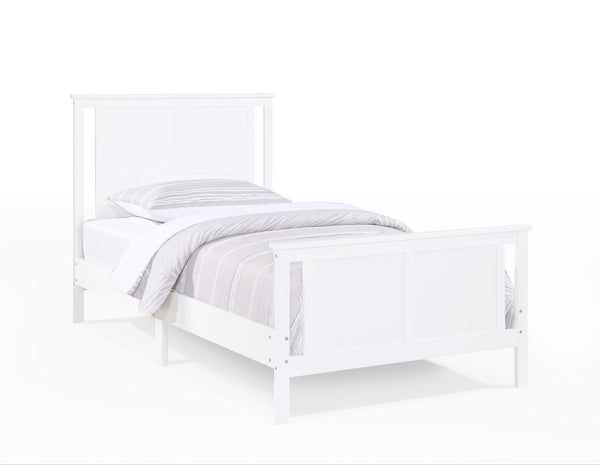 HomeRoots White Reversible Solid Wood Twin Bed Frame - Versatile Walnut Design for Stylish Bedrooms & Storage 530218