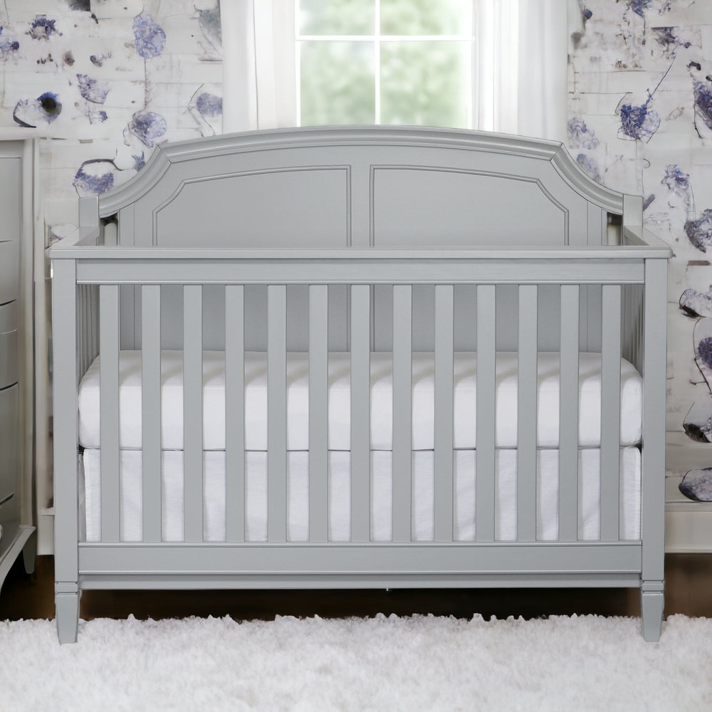 Homeroots Gray Solid And Manufactured Wood Standard Four In One Convertible Crib   530219