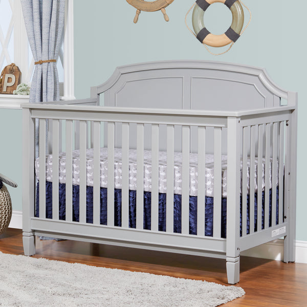 Homeroots Gray Solid And Manufactured Wood Standard Four In One Convertible Crib   530219