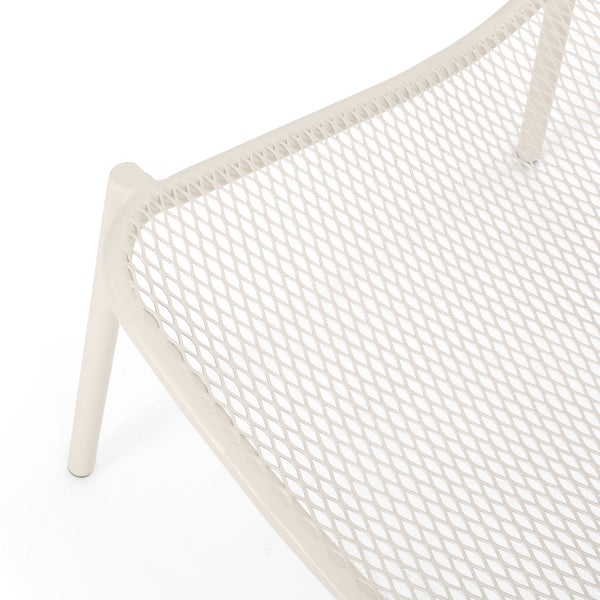 English Elm Christopher Knight Home® - 3 Piece Seating Group Iron Patio Set in Ivory White with Mesh Chairs & Glass Top Side Table, RTA 65200.00WHI_65201.00WHI