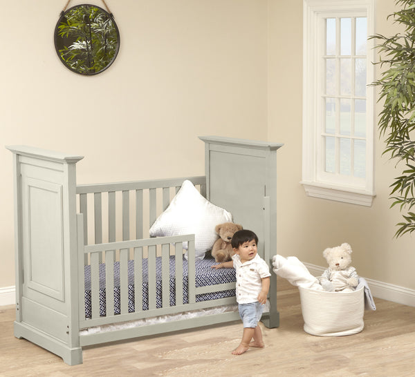 Homeroots Gray Solid And Manufactured Wood Standard Three In One Convertible Crib   530221