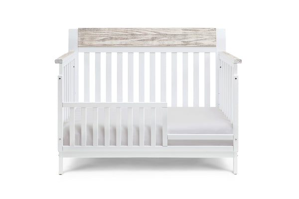 Homeroots White Solid And Manufactured Wood Standard Four In One Convertible Crib   530222