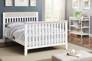 Homeroots White Solid And Manufactured Wood Standard Four In One Convertible Crib   530222