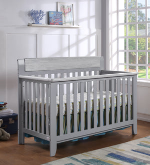 Homeroots Gray Solid And Manufactured Wood Standard Four In One Convertible Crib   530224