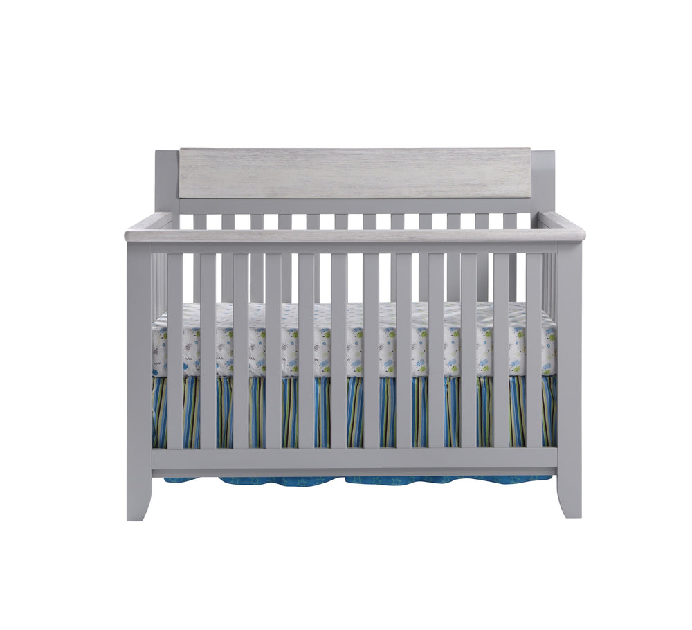 Homeroots Gray Solid And Manufactured Wood Standard Four In One Convertible Crib   530224