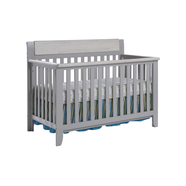 Homeroots Gray Solid And Manufactured Wood Standard Four In One Convertible Crib   530224