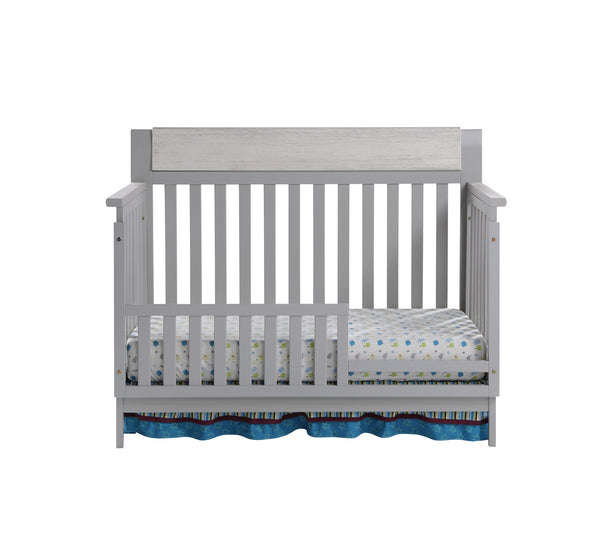 Homeroots Gray Solid And Manufactured Wood Standard Four In One Convertible Crib   530224