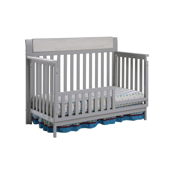 Homeroots Gray Solid And Manufactured Wood Standard Four In One Convertible Crib   530224