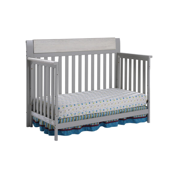 Homeroots Gray Solid And Manufactured Wood Standard Four In One Convertible Crib   530224