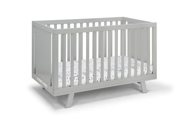 Homeroots Light Gray Solid And Manufactured Wood Standard Three In One Convertible Crib   530226