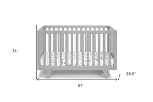 Homeroots Light Gray Solid And Manufactured Wood Standard Three In One Convertible Crib   530226