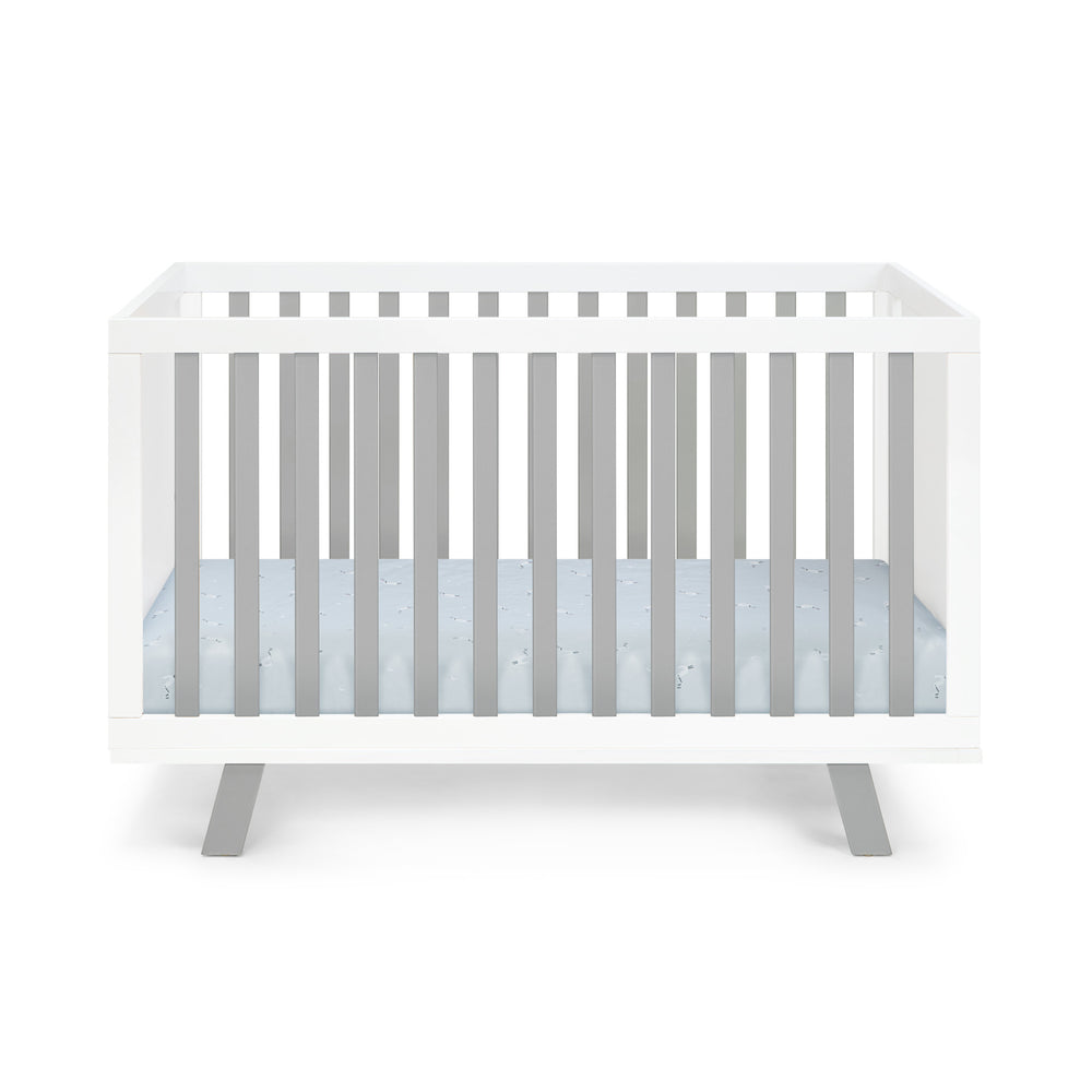 Homeroots Gray And White Solid And Manufactured Wood Standard Three In One Convertible Crib   530227