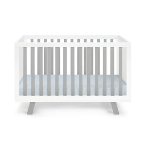 Homeroots Gray And White Solid And Manufactured Wood Standard Three In One Convertible Crib   530227