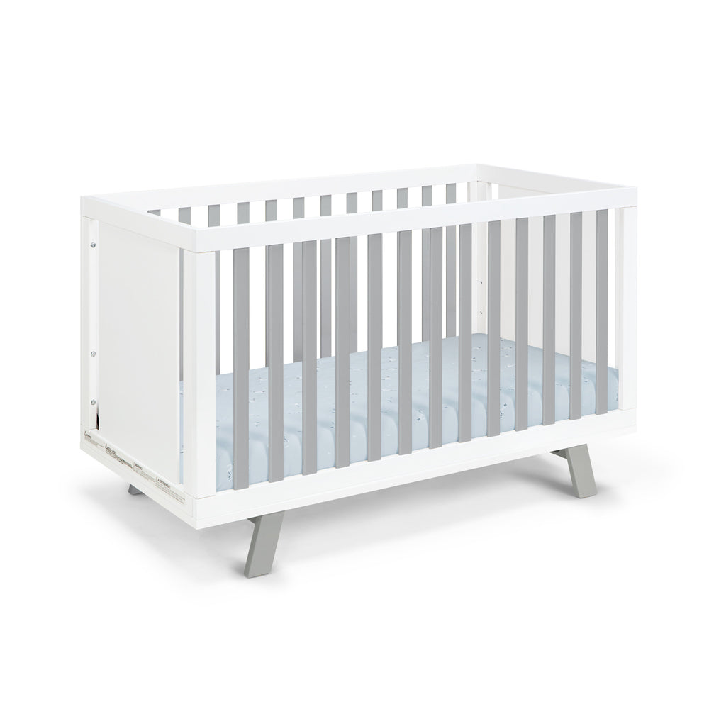 Homeroots Gray And White Solid And Manufactured Wood Standard Three In One Convertible Crib   530227