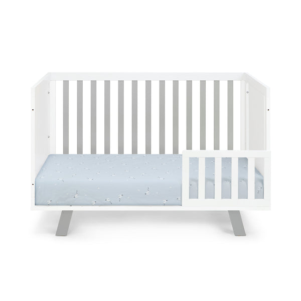 Homeroots Gray And White Solid And Manufactured Wood Standard Three In One Convertible Crib   530227