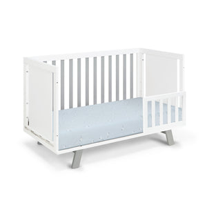 Homeroots Gray And White Solid And Manufactured Wood Standard Three In One Convertible Crib   530227