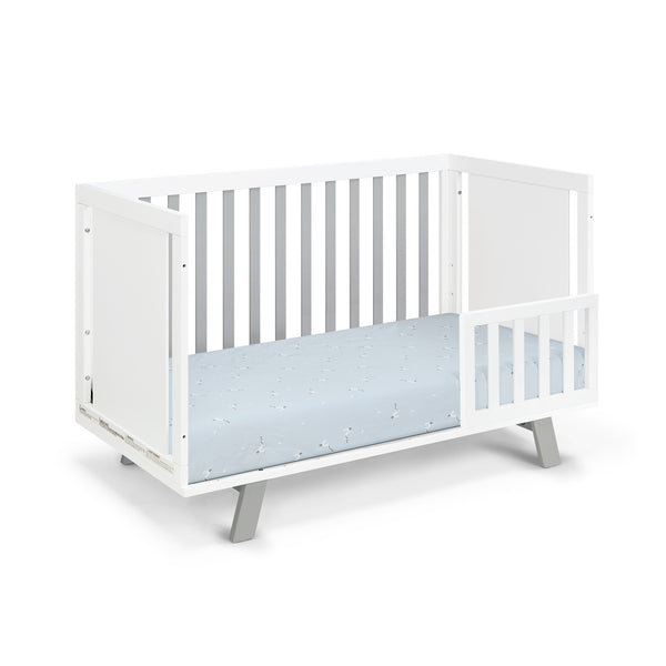 Homeroots Gray And White Solid And Manufactured Wood Standard Three In One Convertible Crib   530227