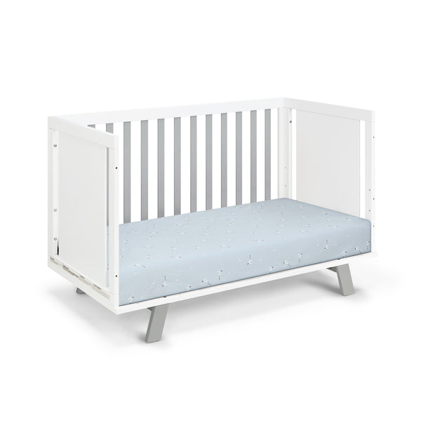 Homeroots Gray And White Solid And Manufactured Wood Standard Three In One Convertible Crib   530227