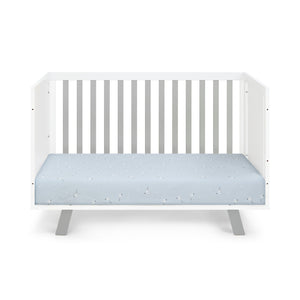 Homeroots Gray And White Solid And Manufactured Wood Standard Three In One Convertible Crib   530227