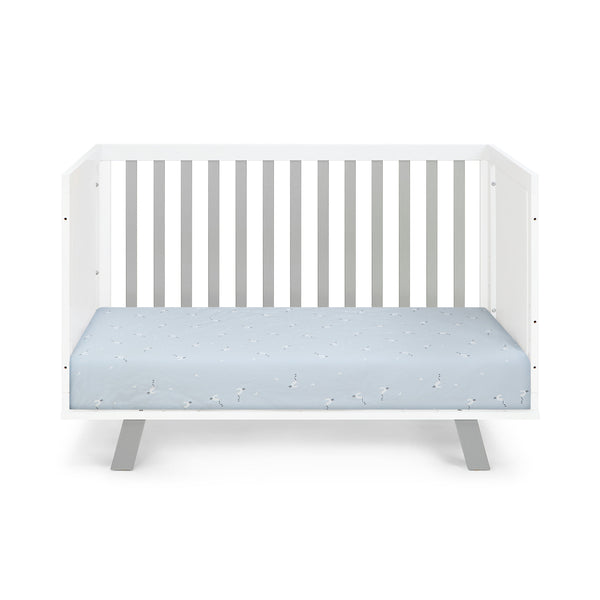 Homeroots Gray And White Solid And Manufactured Wood Standard Three In One Convertible Crib   530227