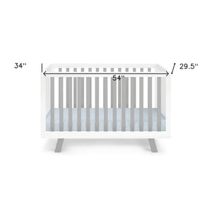 Homeroots Gray And White Solid And Manufactured Wood Standard Three In One Convertible Crib   530227