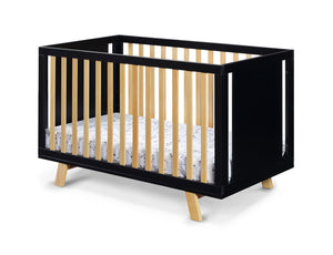 Homeroots Black Solid And Manufactured Wood Standard Three In One Convertible Crib   530229