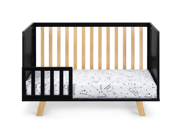 Homeroots Black Solid And Manufactured Wood Standard Three In One Convertible Crib   530229