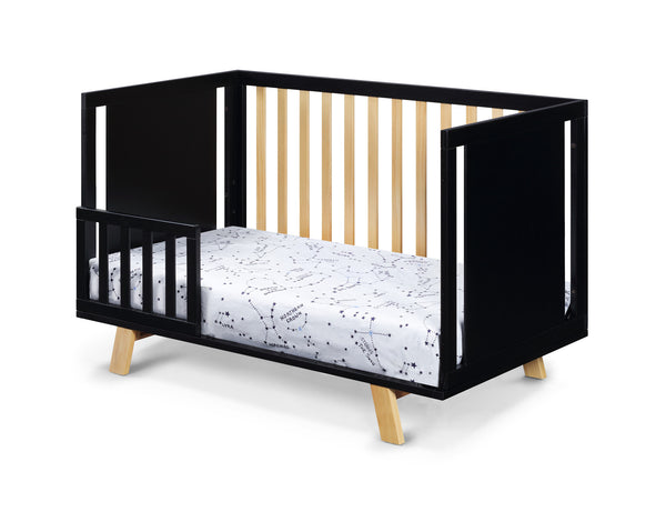 Homeroots Black Solid And Manufactured Wood Standard Three In One Convertible Crib   530229