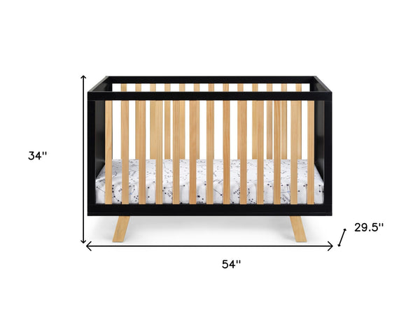 Homeroots Black Solid And Manufactured Wood Standard Three In One Convertible Crib   530229