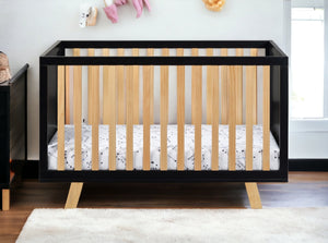 Homeroots Black Solid And Manufactured Wood Standard Three In One Convertible Crib   530229