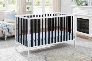 Homeroots Black And White Solid And Manufactured Wood Standard Three In One Convertible Crib   530230